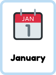 English Months flashcards example flashcard